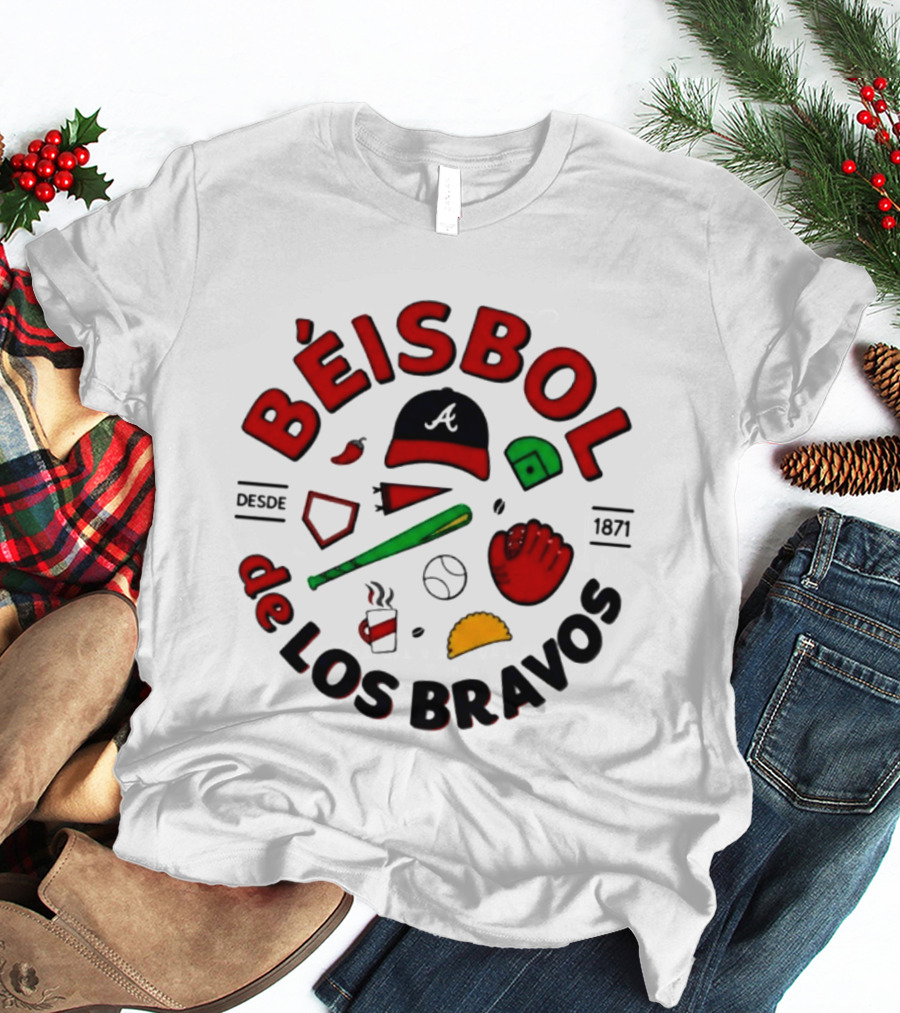 Béisbol De Los Bravos Desde 1871 Hat Bat Glove Baseball Taco Pepper Coffee T-Shirt