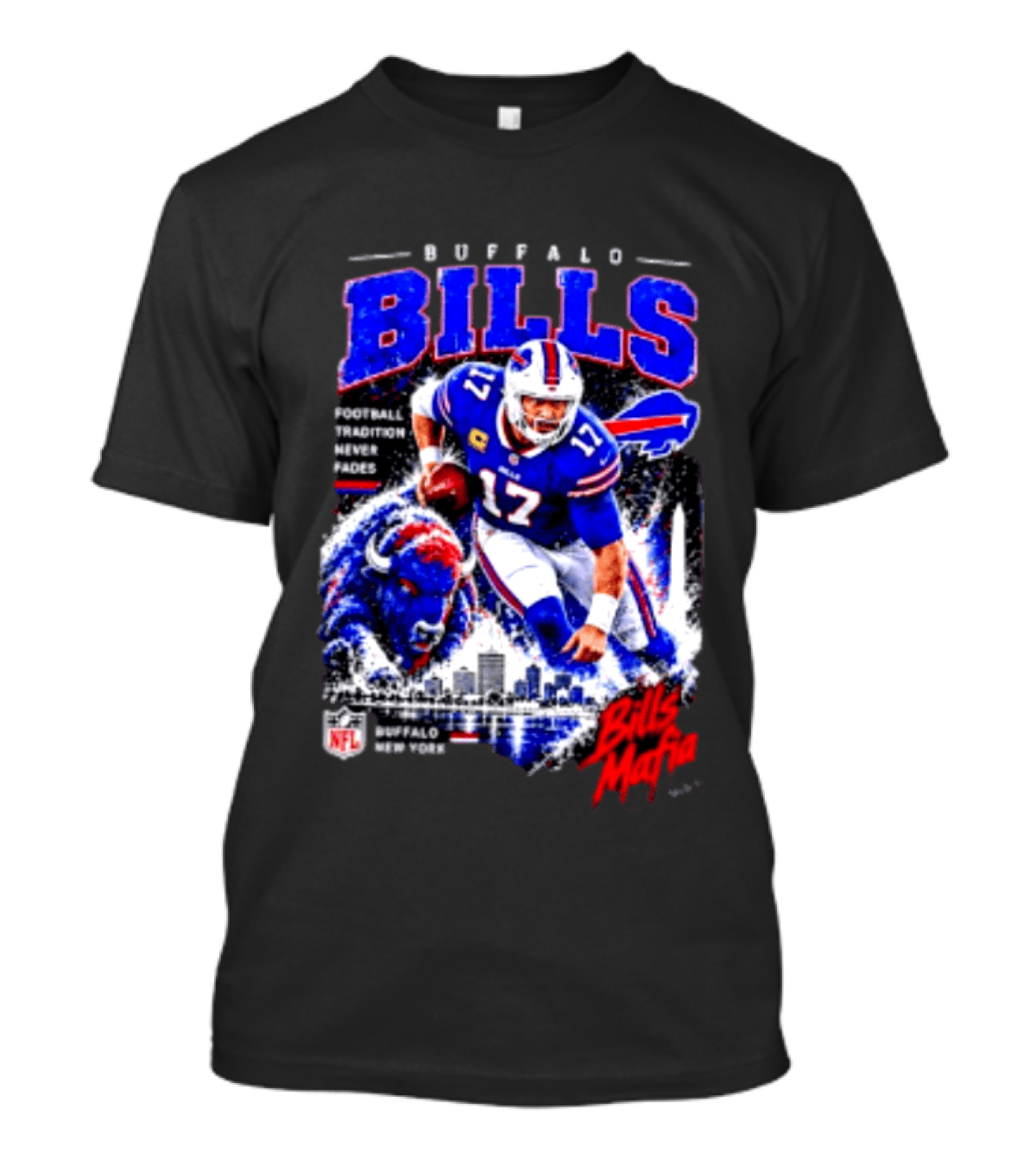 Buffalo Bills Football Tradition Never Fades Bills Mafia NFL Buffalo New York Team Skyline T-Shirt