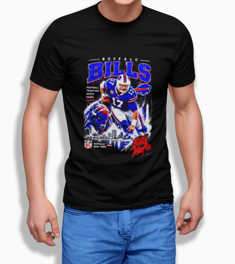 Buffalo Bills Football Tradition Never Fades Bills Mafia NFL Buffalo New York Team Skyline T-Shirt