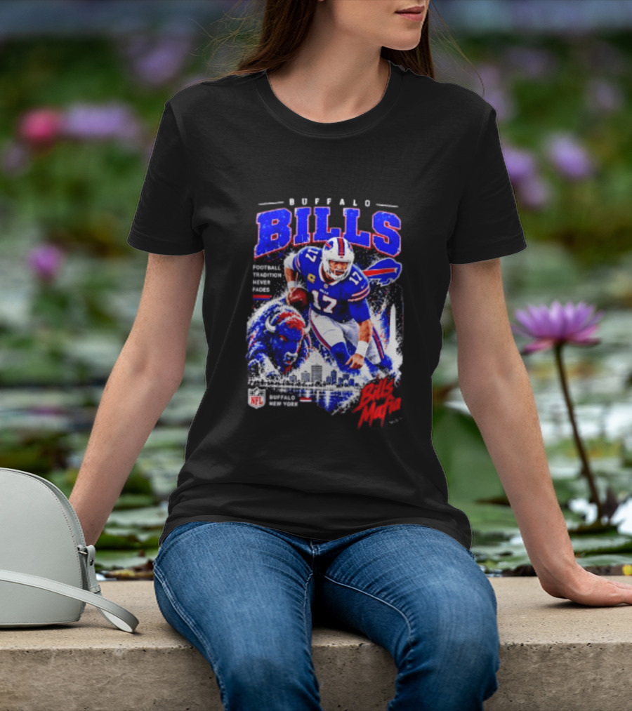 Buffalo Bills Football Tradition Never Fades Bills Mafia NFL Buffalo New York Team Skyline T-Shirt