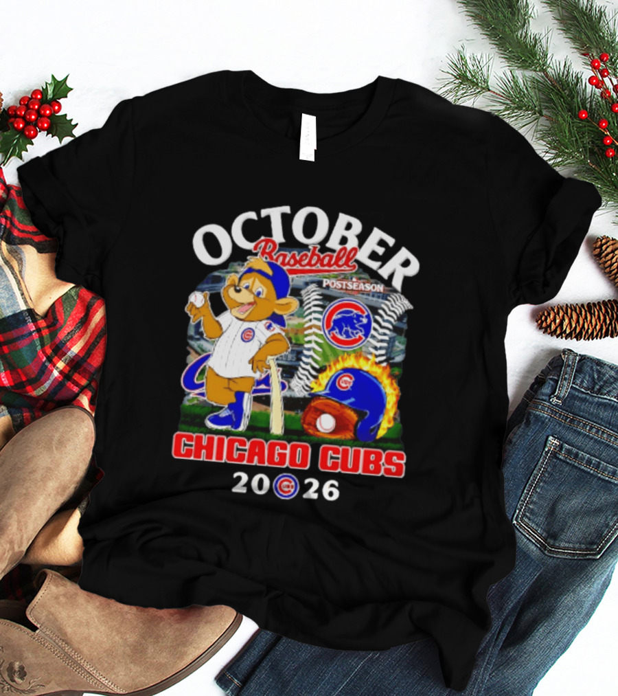 Chicago Cubs October Baseball 2026 MLB Postseason Helmet T-Shirt