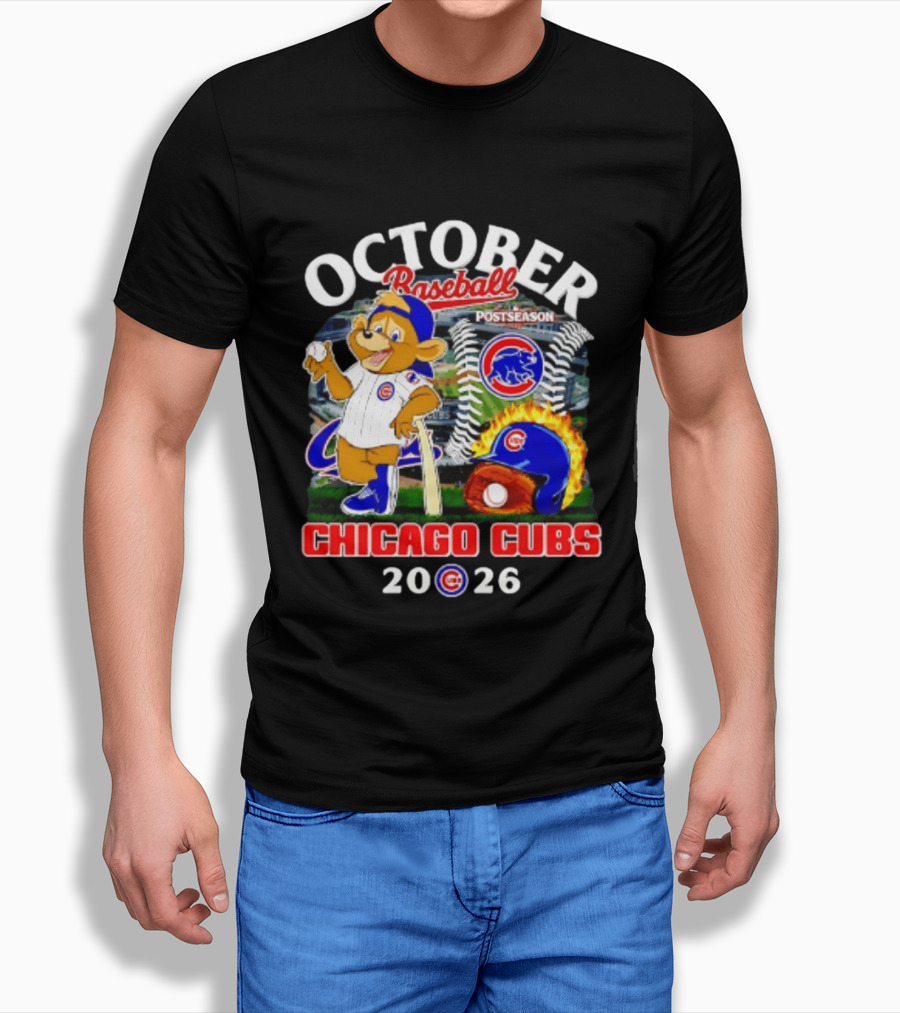 Chicago Cubs October Baseball 2026 MLB Postseason Helmet T-Shirt