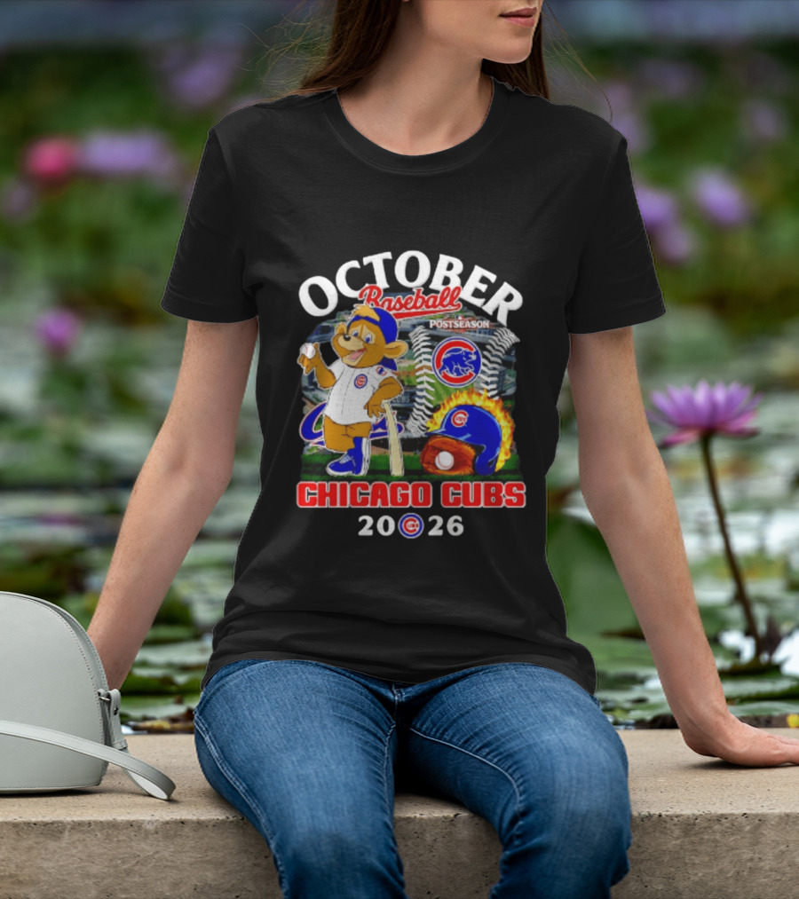 Chicago Cubs October Baseball 2026 MLB Postseason Helmet T-Shirt