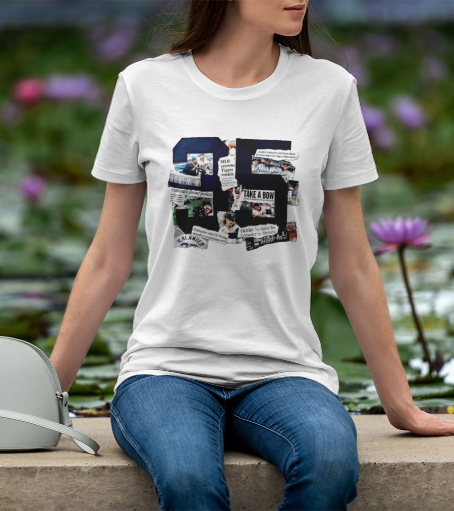 Justin Verlander MLB Crowns Tigers Rookie No Hitter Collage 35 T-Shirt