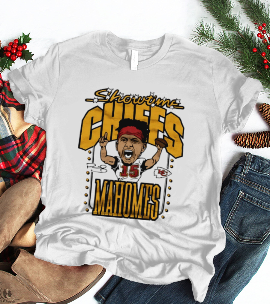 Showtime Chiefs Patrick Mahomes 15 Caricature T-Shirt