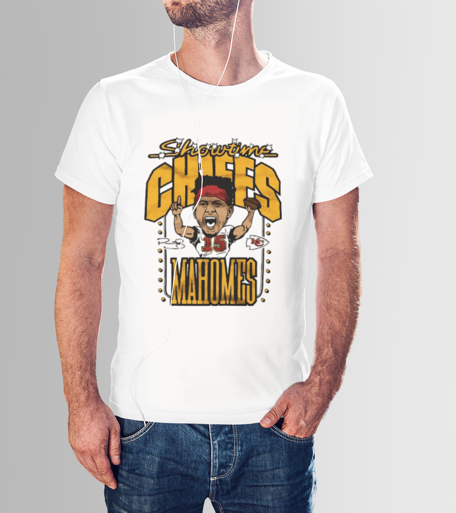 Showtime Chiefs Patrick Mahomes 15 Caricature T-Shirt