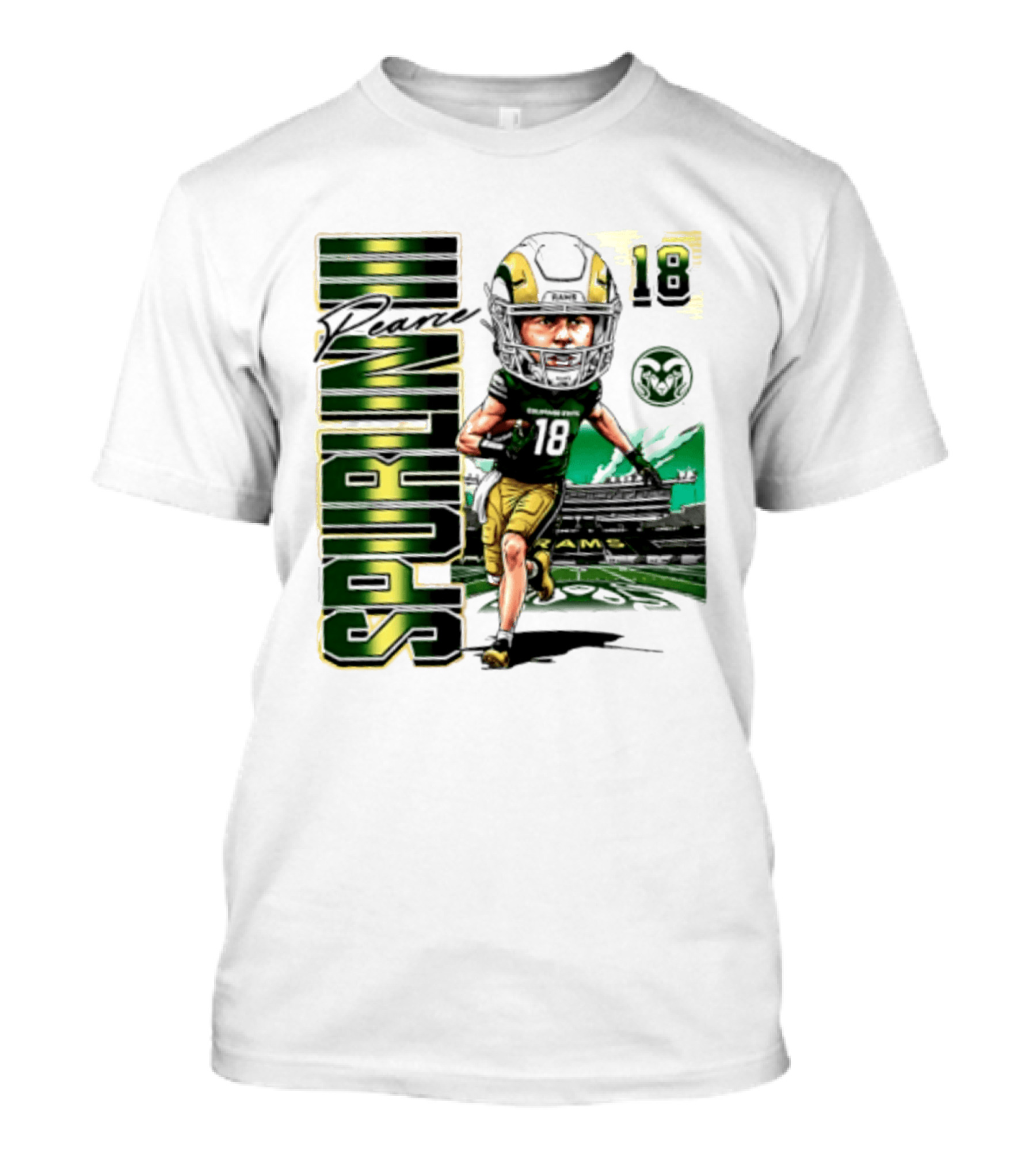 Pearce Spurlin III 18 Colorado State Rams NCAA Football Caricature T-Shirt