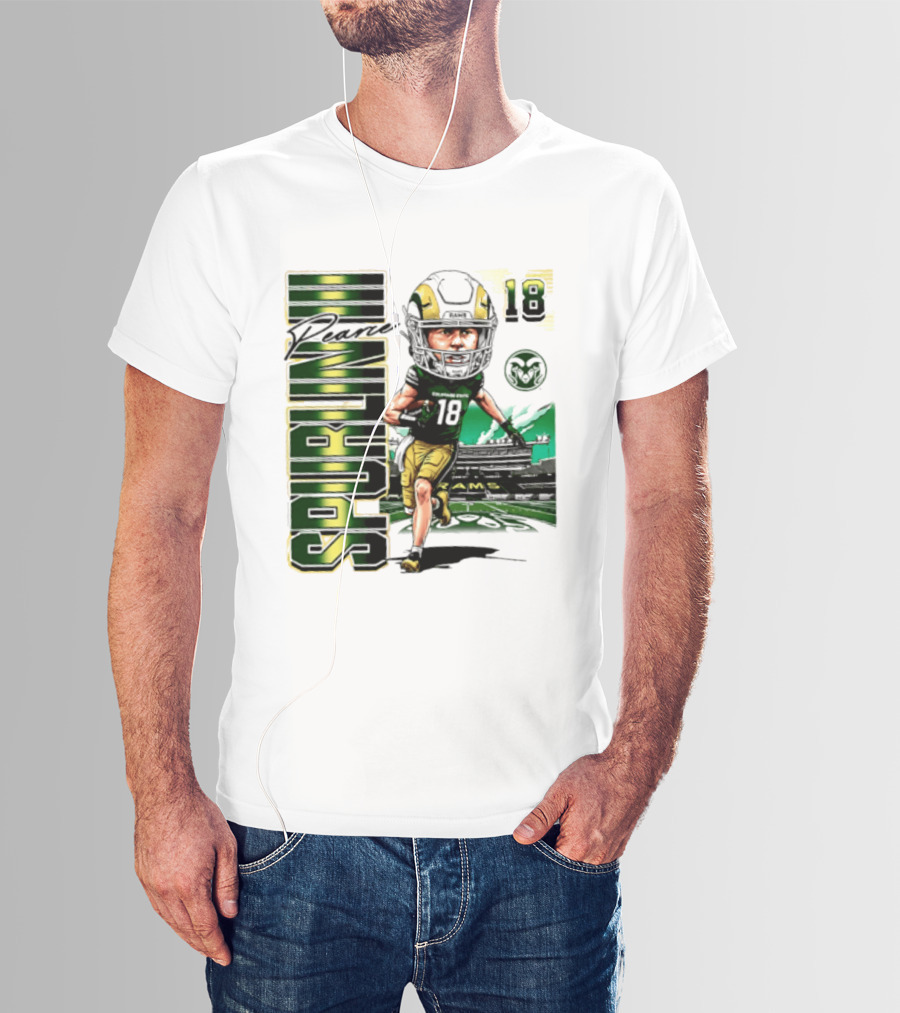 Pearce Spurlin III 18 Colorado State Rams NCAA Football Caricature T-Shirt