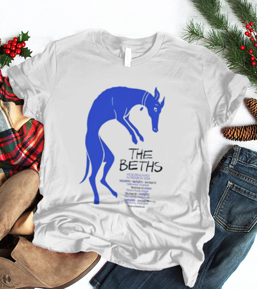 The Beths New Zealand Aotearoa 2024 Tour Blue Jumping Dog T-Shirt