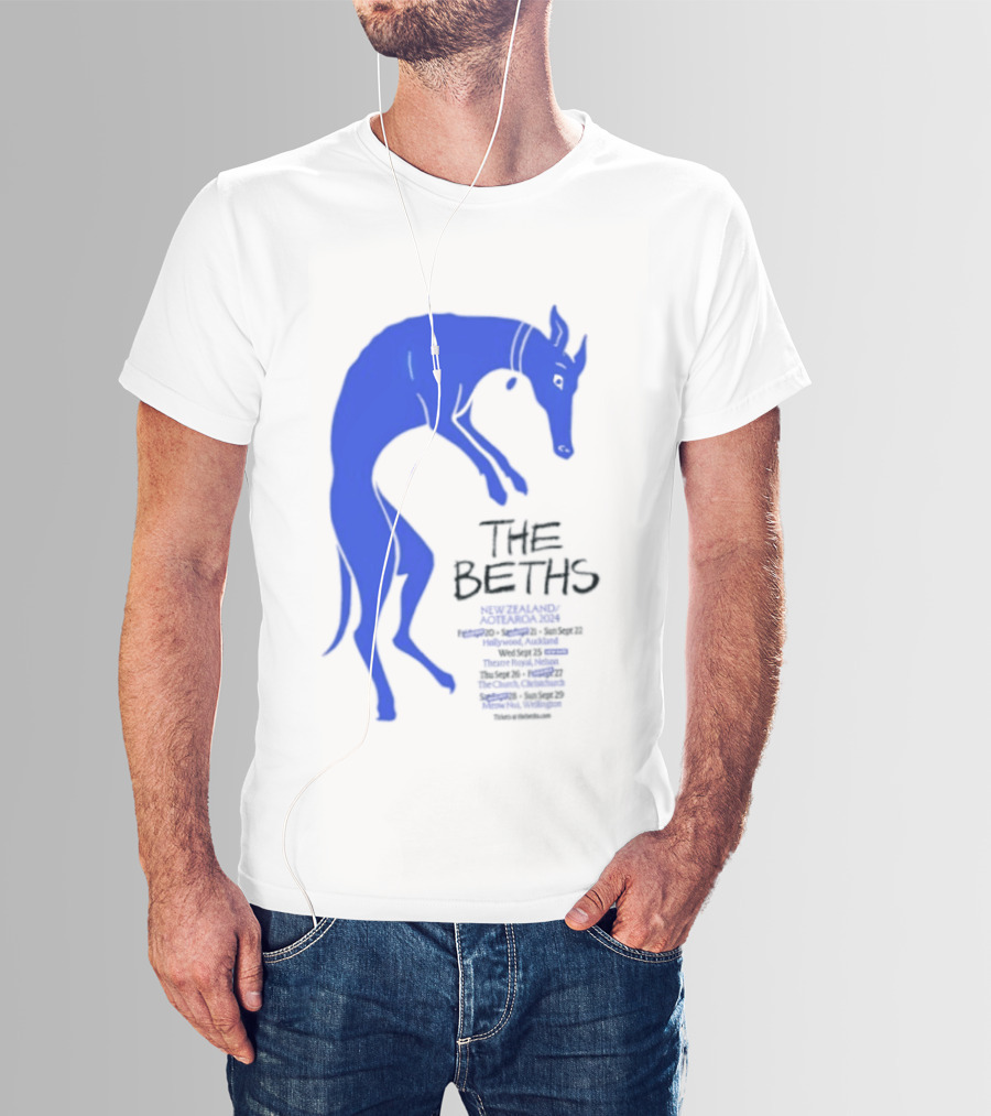 The Beths New Zealand Aotearoa 2024 Tour Blue Jumping Dog T-Shirt