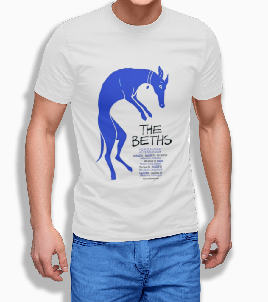 The Beths New Zealand Aotearoa 2024 Tour Blue Jumping Dog T-Shirt