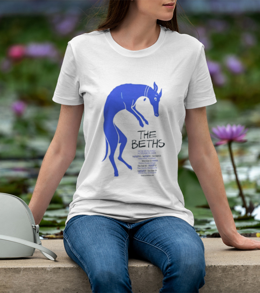 The Beths New Zealand Aotearoa 2024 Tour Blue Jumping Dog T-Shirt