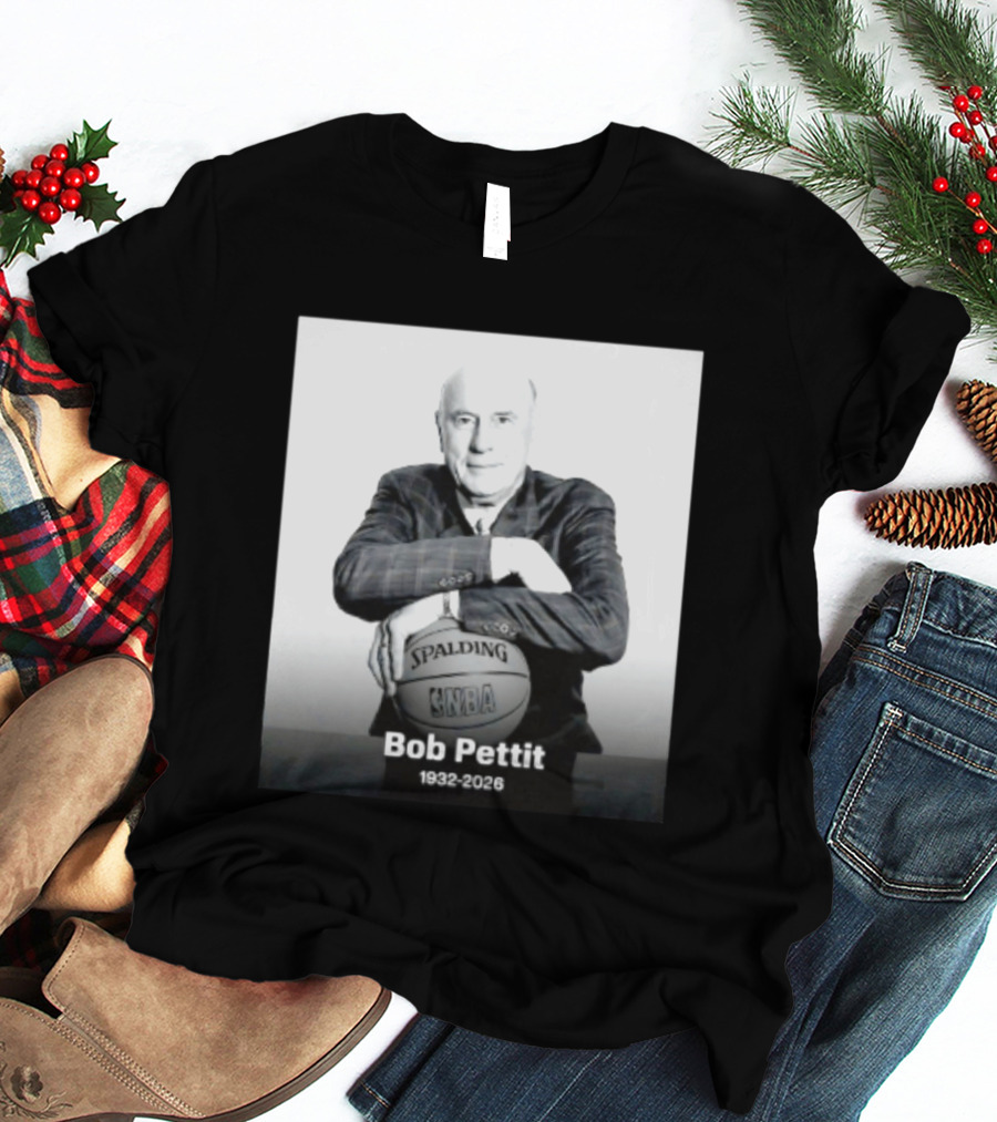 Bob Pettit 1932 2026 Spalding NBA Naismith Hall Of Famer T-Shirt