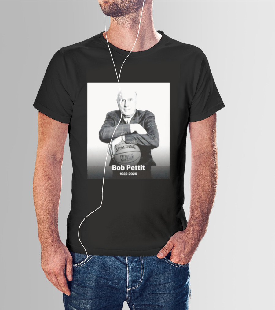 Bob Pettit 1932 2026 Spalding NBA Naismith Hall Of Famer T-Shirt