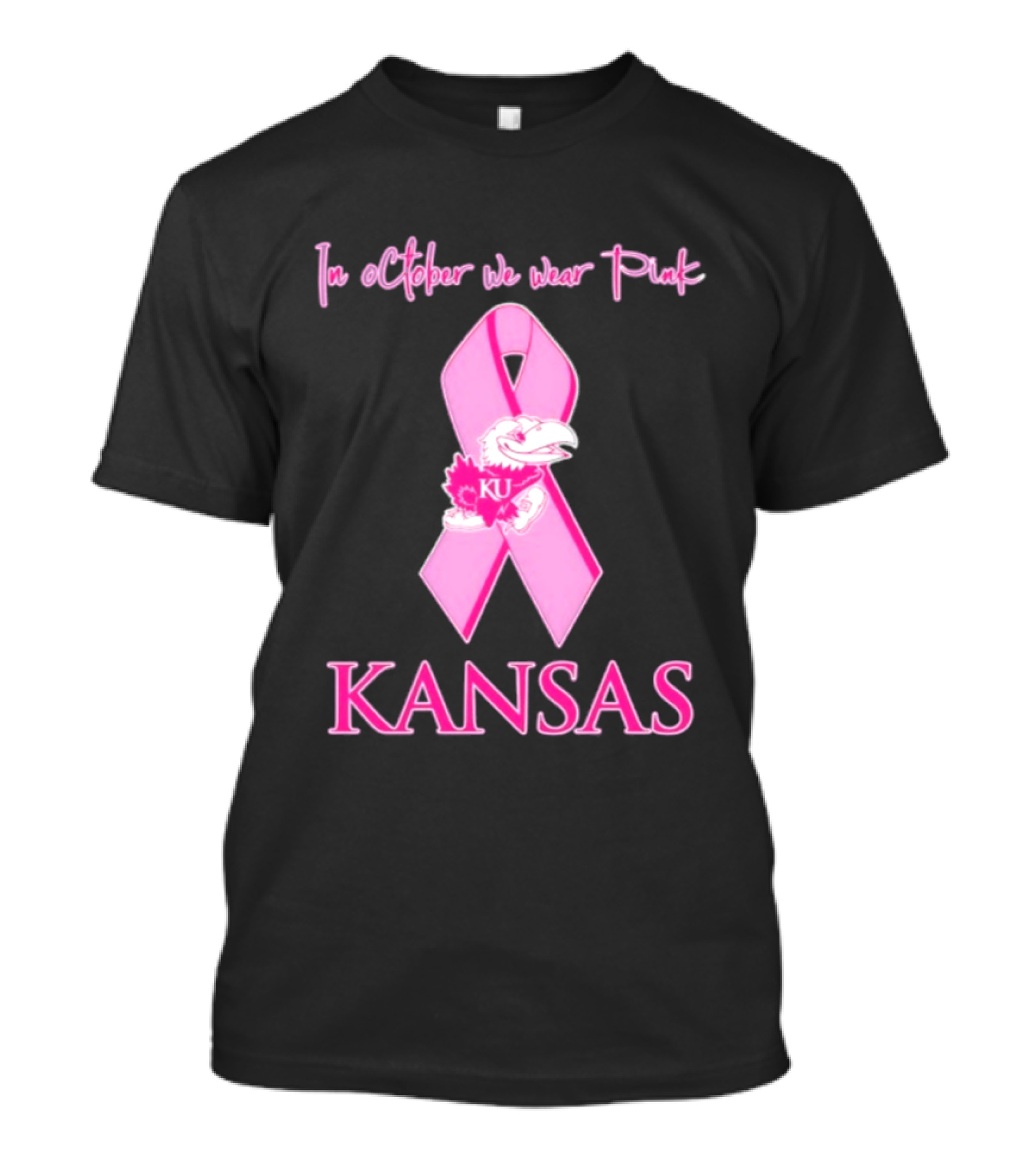 Kansas Jayhawks NCAA Football In October We Wear Pink Breast Cancer Awareness T-Shirt