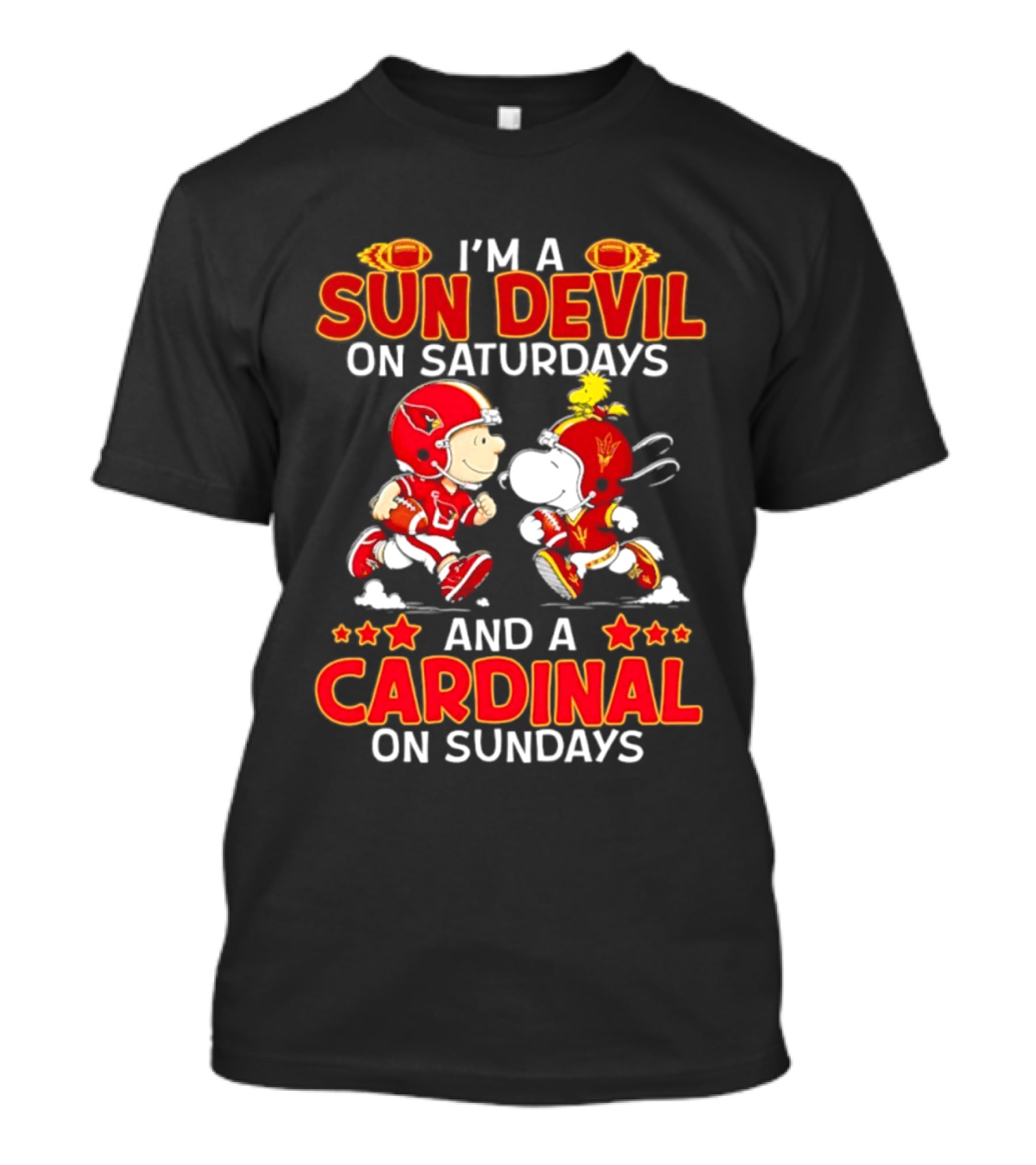 I'm A Sun Devil On Saturdays And A Cardinal On Sundays Peanuts Football Characters T-Shirt