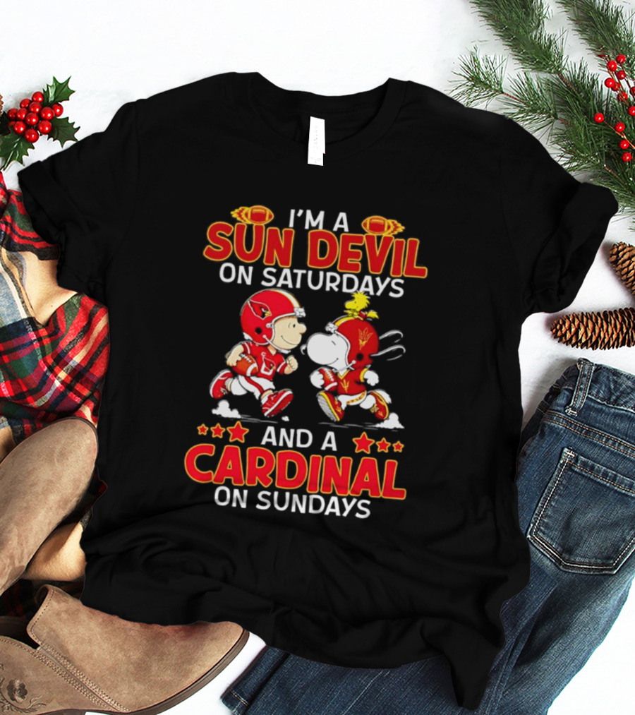 I'm A Sun Devil On Saturdays And A Cardinal On Sundays Peanuts Football Characters T-Shirt