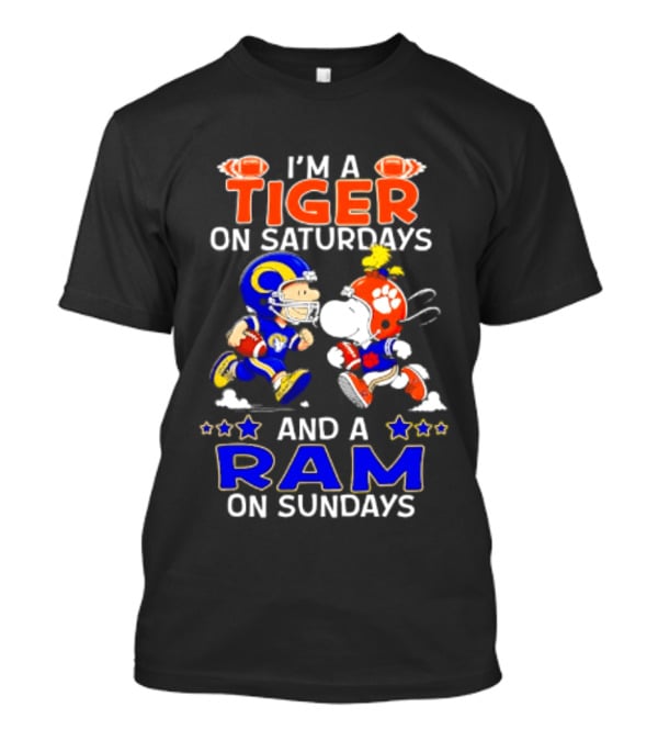 Peanuts I'm A Tiger On Saturdays And A Ram On Sundays Football Fans T-Shirt