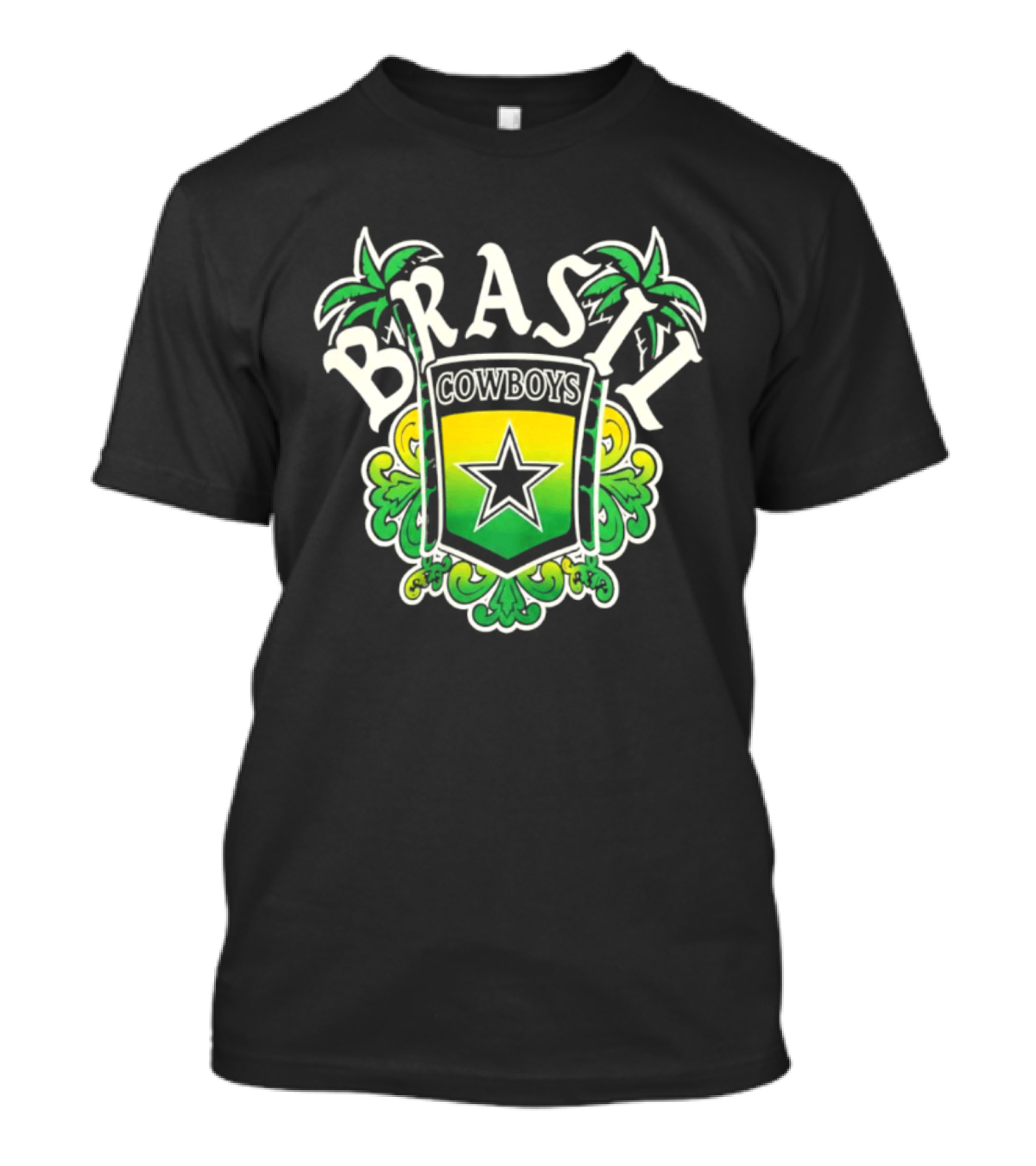 Brasil Cowboys Star Shield Palms Green Yellow T-Shirt
