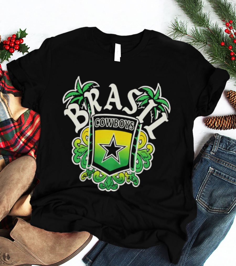 Brasil Cowboys Star Shield Palms Green Yellow T-Shirt