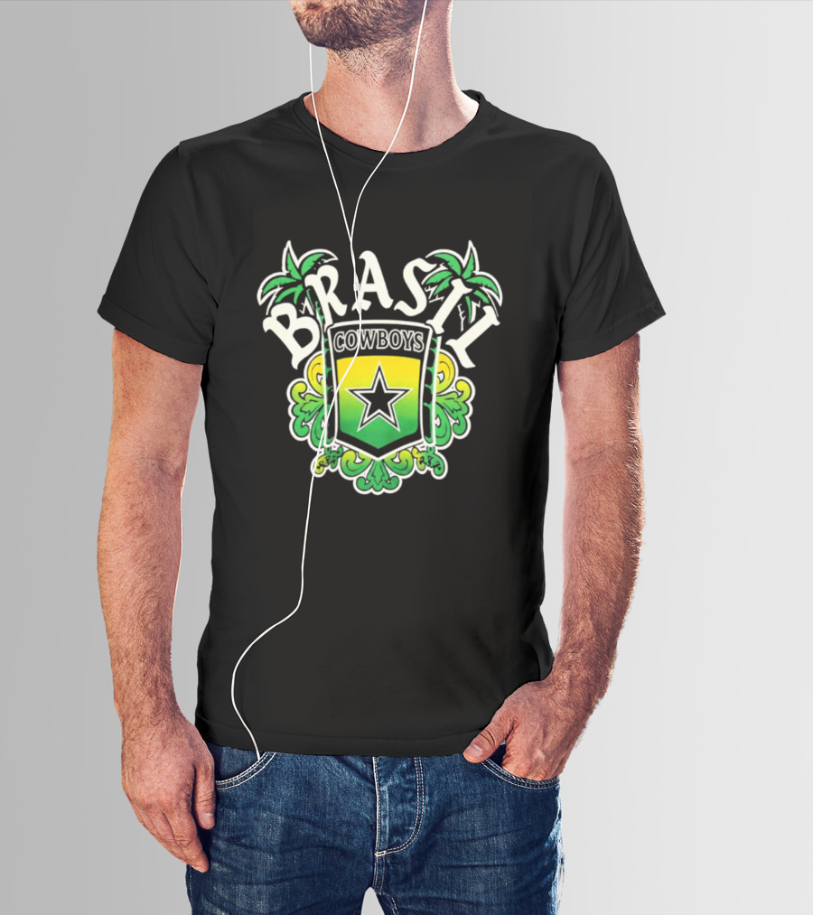 Brasil Cowboys Star Shield Palms Green Yellow T-Shirt