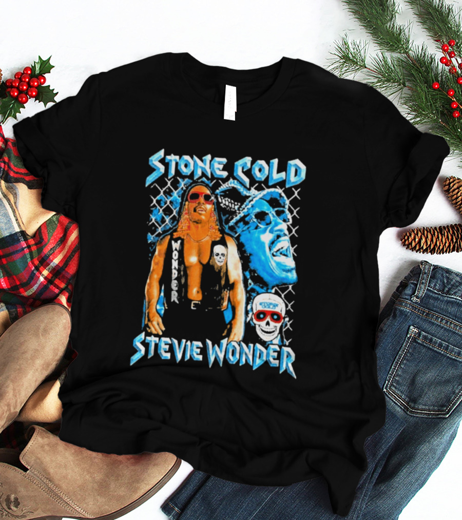 Stone Cold Stevie Wonder Collaboration Red Sunglasses T-Shirt