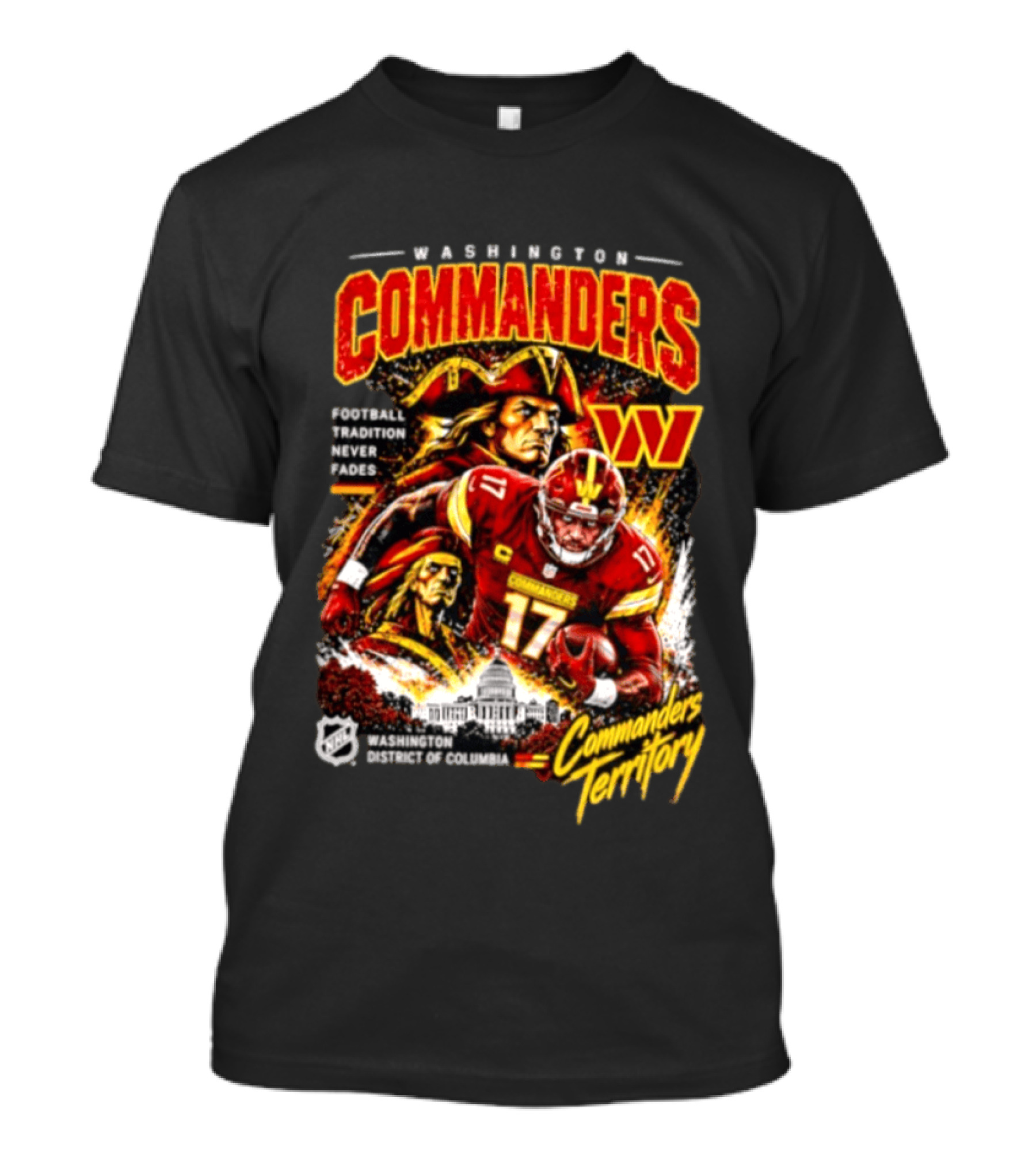 Washington Commanders Football Tradition Never Fades Commanders Territory Washington DC Skyline T-Shirt