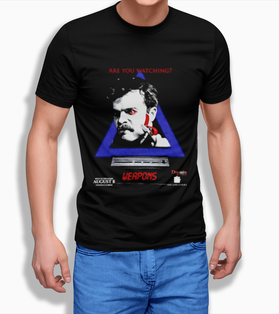 Are You Ing Weapons Triangle Face Art New Line Cinema T-Shirt