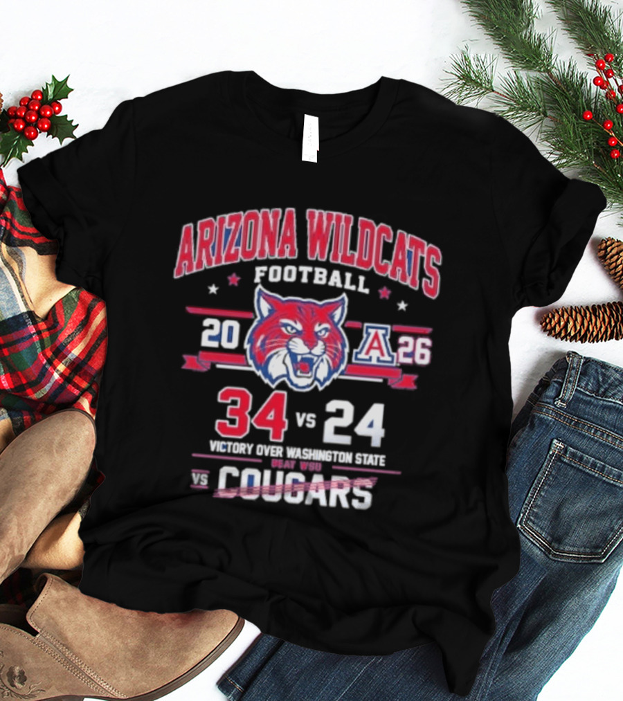 Arizona Wildcats Football 2026 Victory Over Washington State Cougars 34 24 T-Shirt