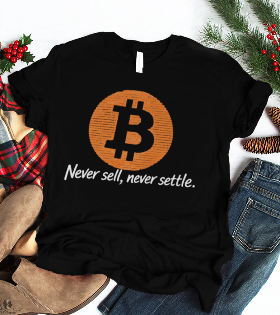 Bitcoin Never Sell Never Settle Orange B T-Shirt