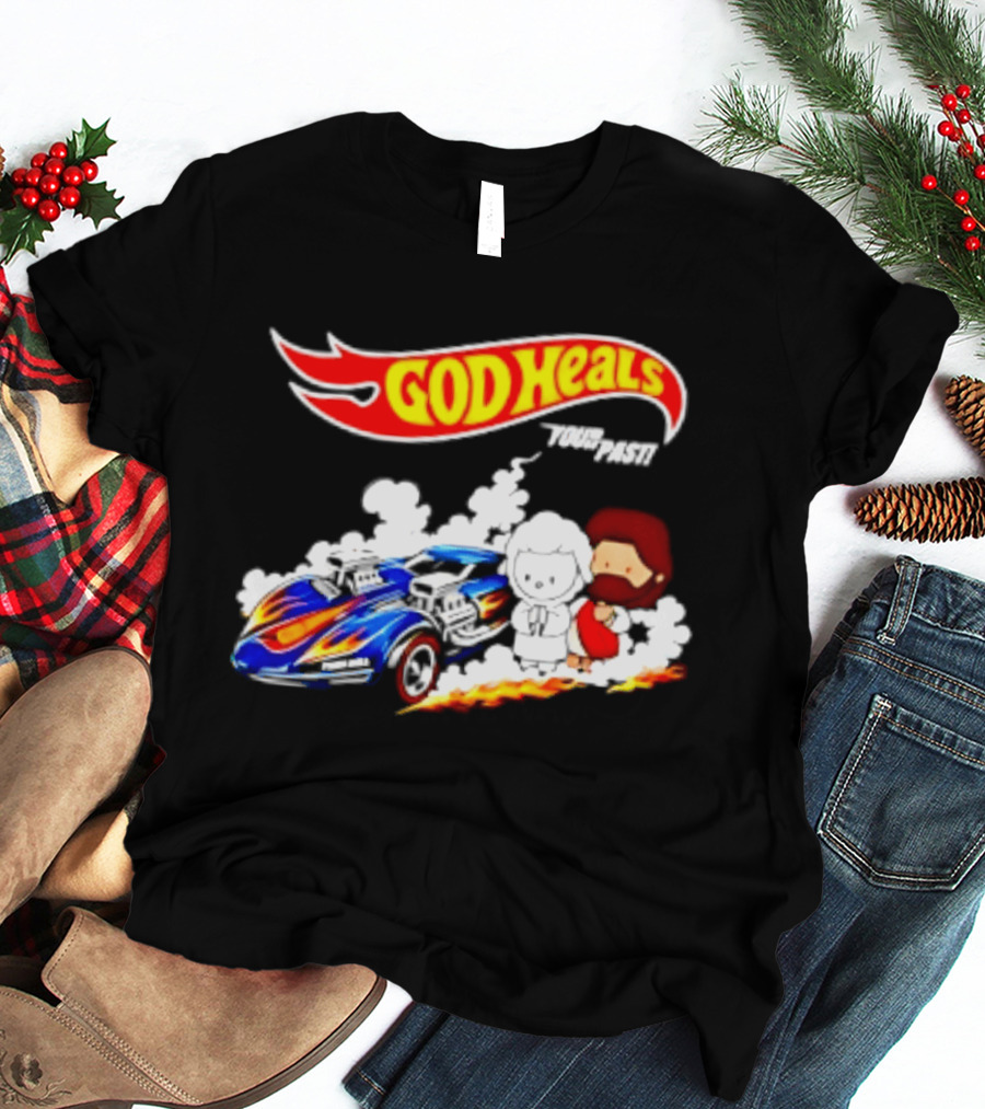 God Heals Hot Wheels Jesus And Lamb Twin Mill T-Shirt