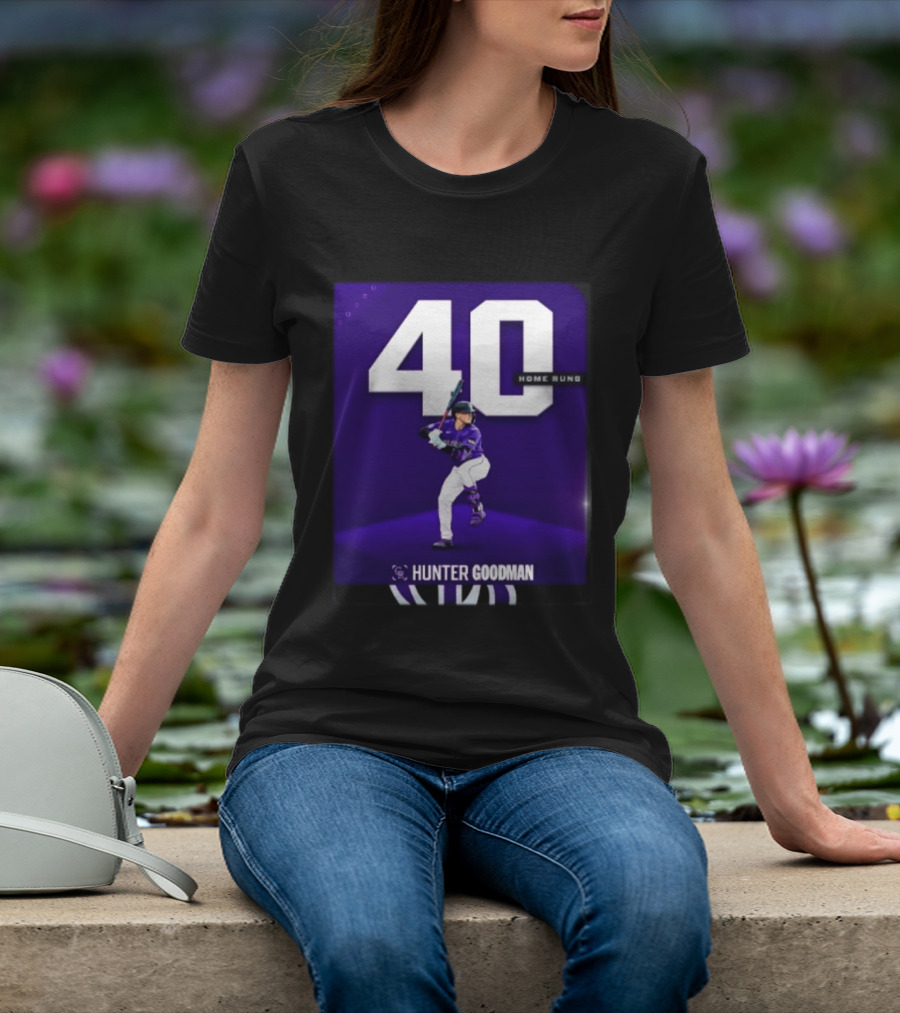 Hunter Goodman 40 Home Runs Colorado Rockies Purple T-Shirt