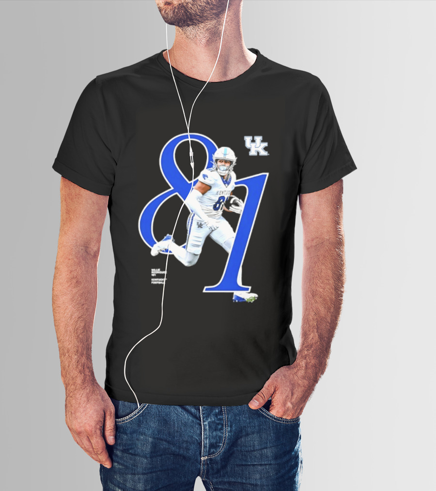 Willie Rodriguez 81 Kentucky Wildcats NCAA Football Player Number T-Shirt