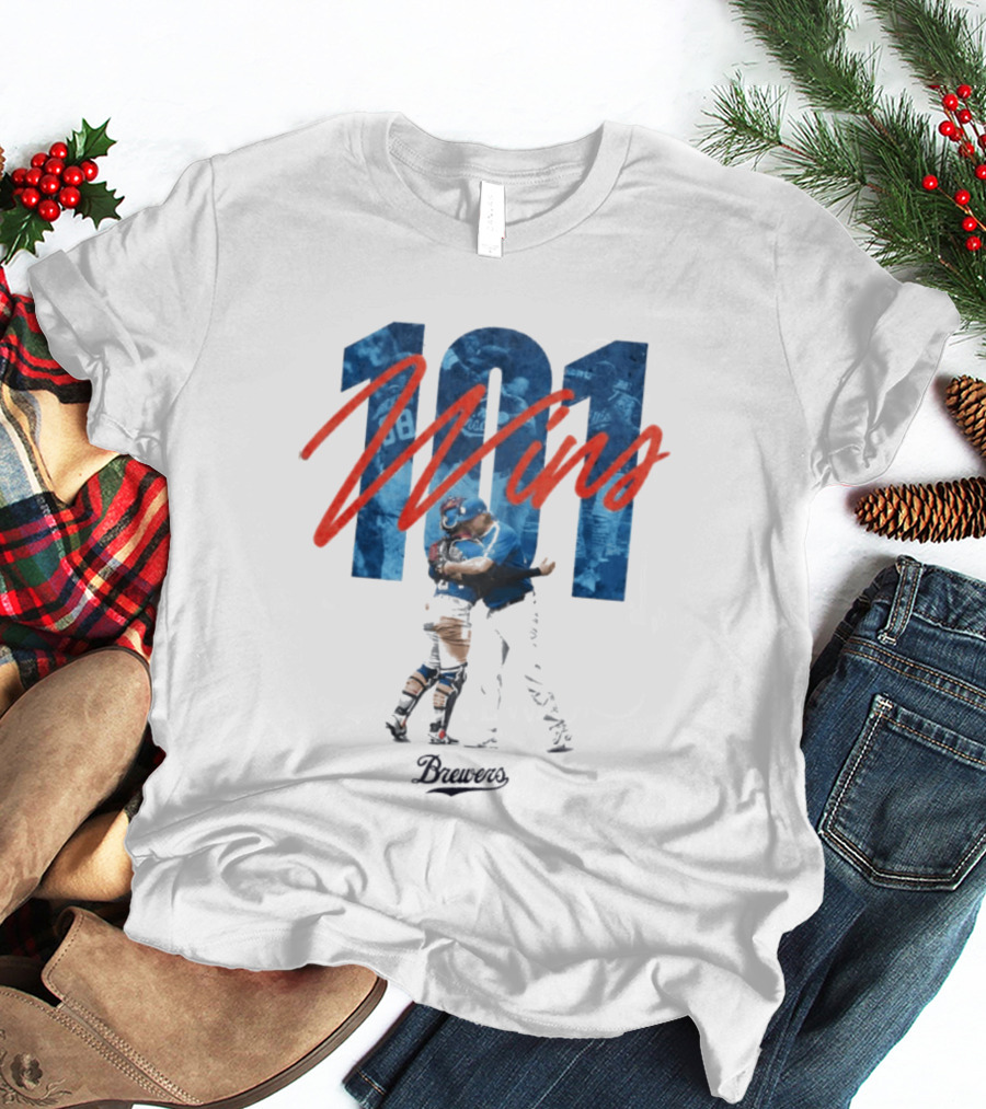 Brewers 101 Wins Robert Gasser William Contreras Celebration T-Shirt