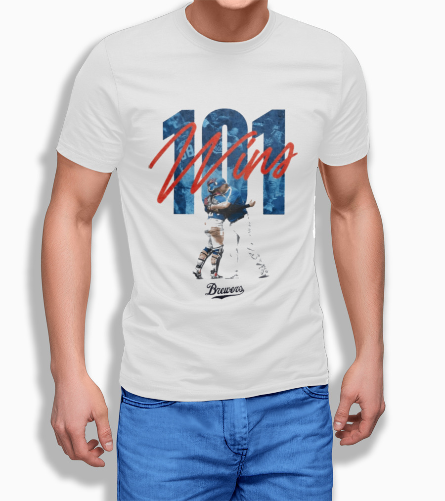 Brewers 101 Wins Robert Gasser William Contreras Celebration T-Shirt