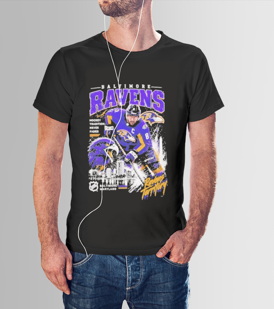 Baltimore Ravens Territory Tradition Never Fades Skyline Maryland Hockey T-Shirt
