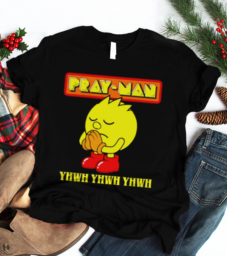 Pray Man YHWH Spiritual Pac Man Symbolism T-Shirt