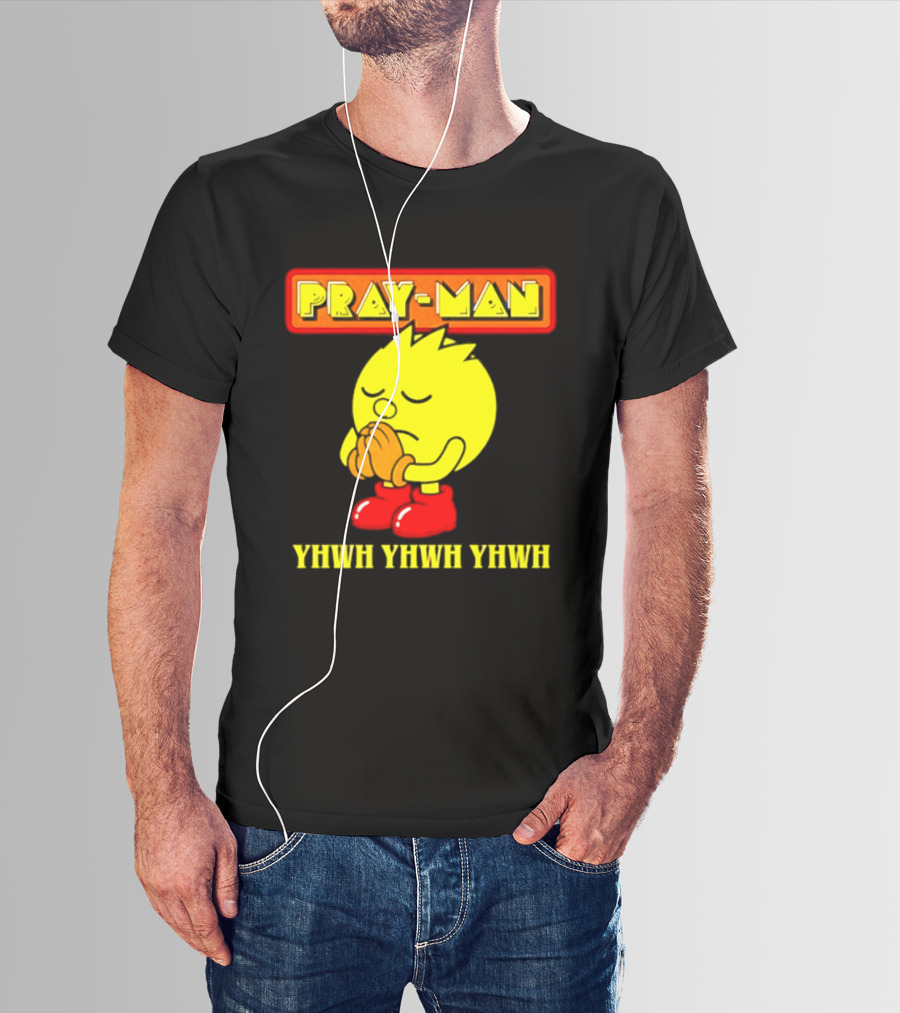 Pray Man YHWH Spiritual Pac Man Symbolism T-Shirt