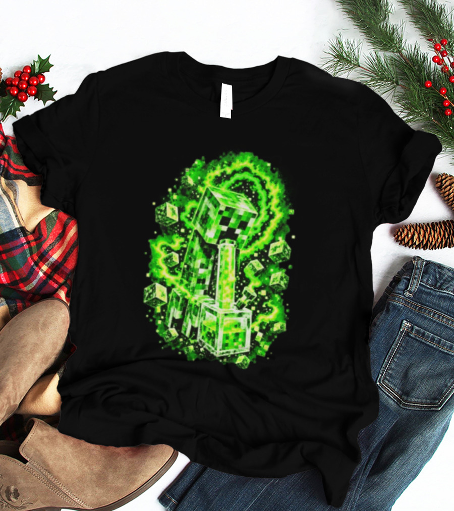 Minecraft Creeper Green Bong Pixel Explosion T-Shirt