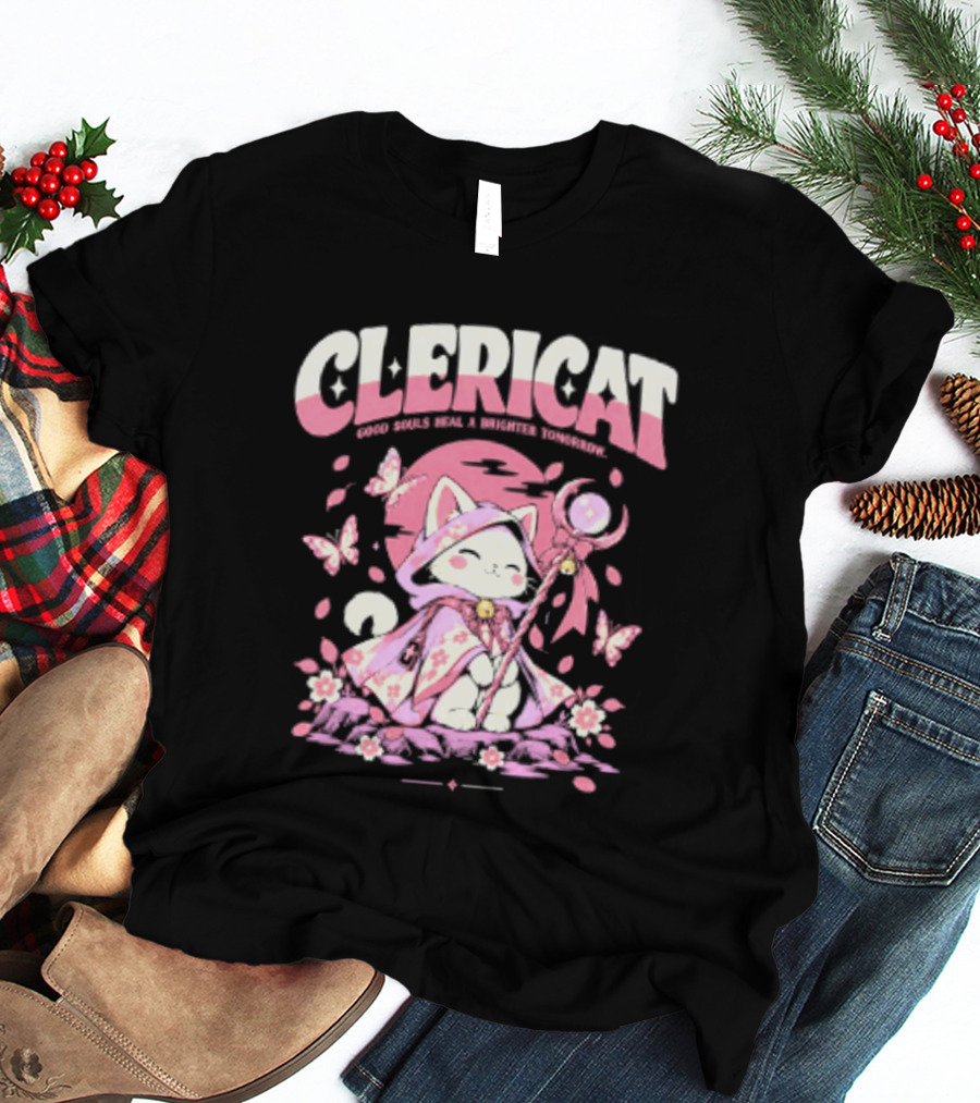 Clericat Good Souls Heal A Brighter Tomorrow Butterfly Blossoms T-Shirt