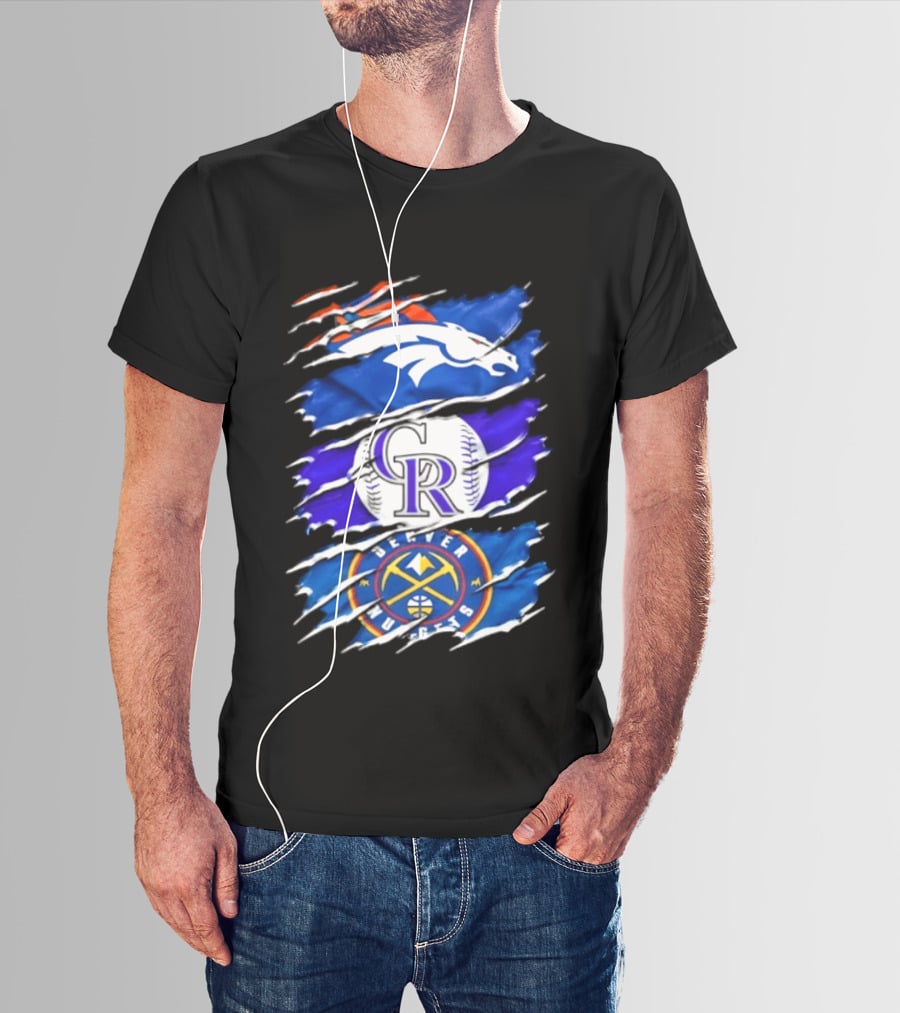 Denver Broncos Colorado Rockies Denver Nuggets Mashup Sports Fan T-Shirt
