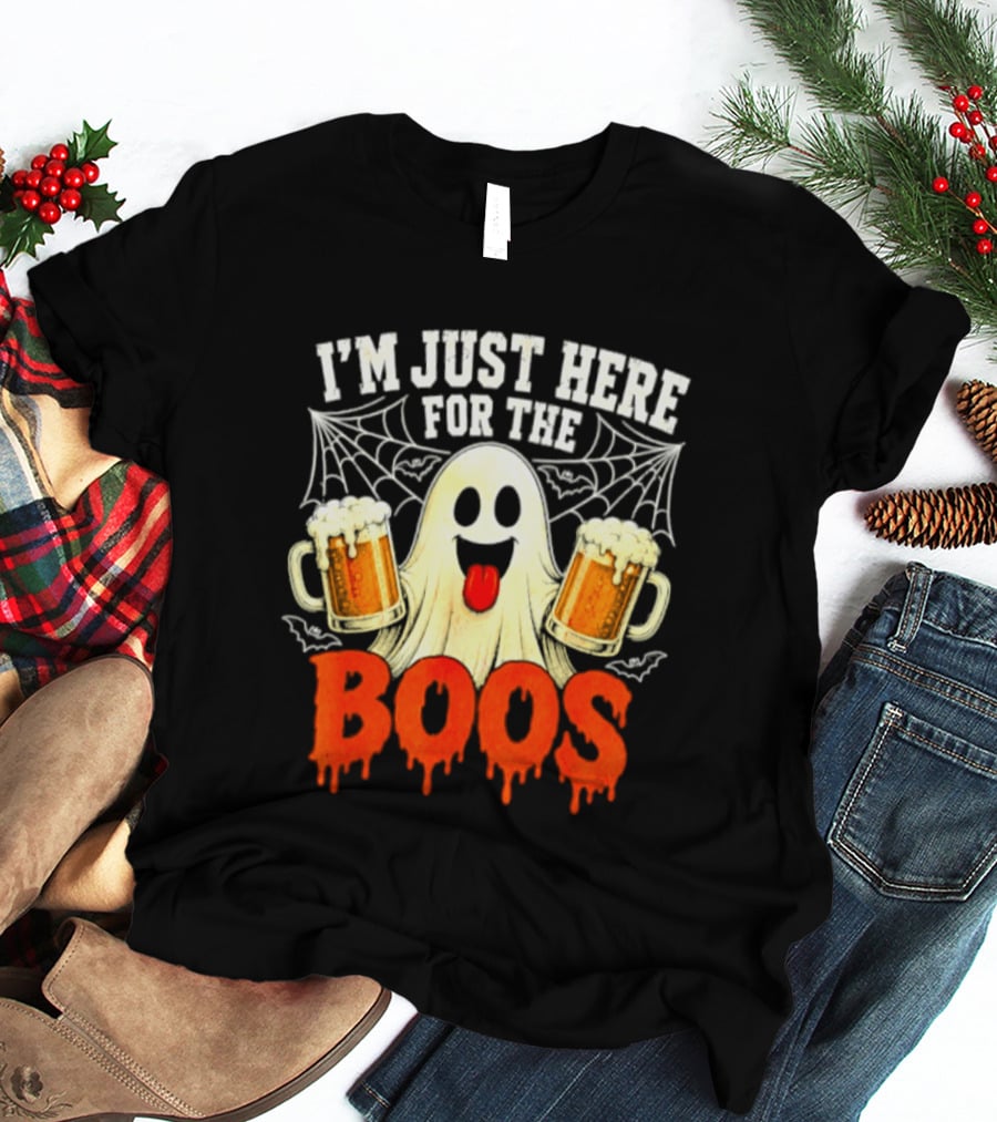 I'm Just Here For The Boos Ghost With Beer S Halloween T-Shirt