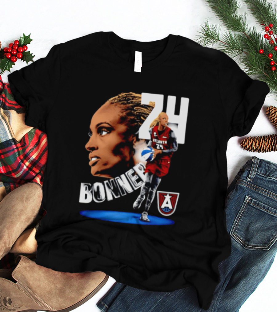 Dewanna Bonner 24 Atlanta Dream WNBA Basketball Player Portrait And Action T-Shirt