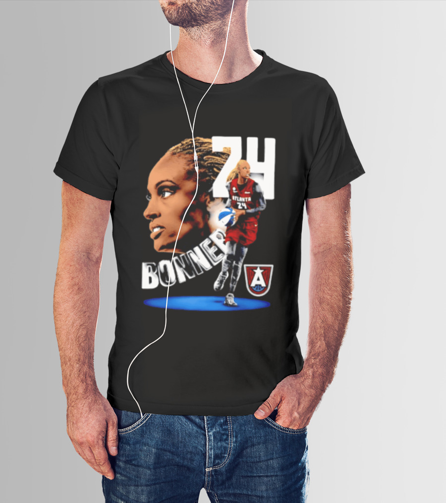 Dewanna Bonner 24 Atlanta Dream WNBA Basketball Player Portrait And Action T-Shirt