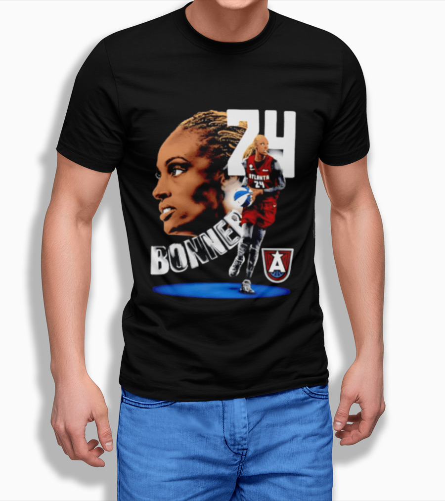 Dewanna Bonner 24 Atlanta Dream WNBA Basketball Player Portrait And Action T-Shirt