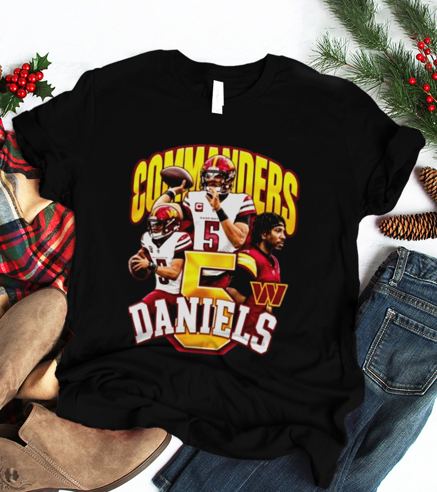 Commander Football Number 5 Jayden Daniels W T-Shirt