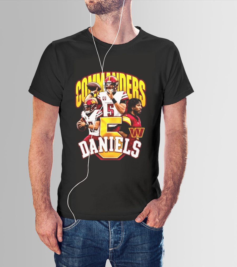 Commander Football Number 5 Jayden Daniels W T-Shirt