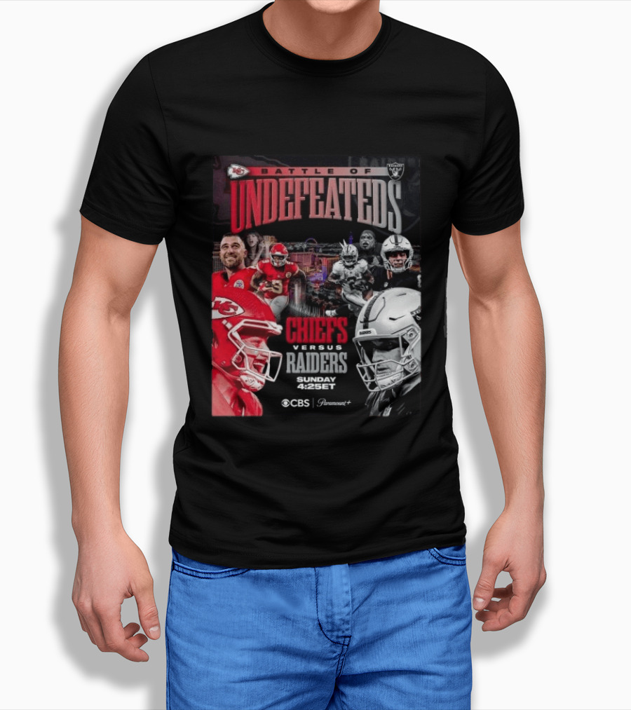 Kansas City Chiefs Vs Las Vegas Raiders Battle Of Undefeated 2026 NFL Showdown CBS Sunday 4:25ET T-Shirt