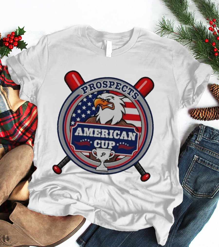 Prospects American Cup Eagle Emblem With USA Flag And Trophy T-Shirt