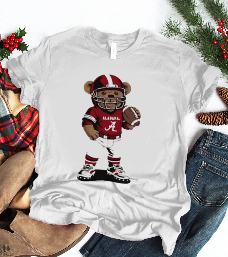 Alabama Crimson Tide 2026 Teddy Bear Football NCAA Team Spirit T-Shirt